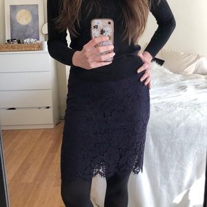 NWT Banana Republic Wine/Navy Lace Pencil Skirt
